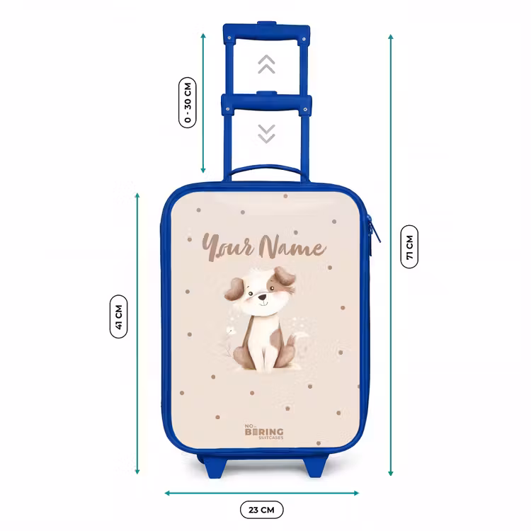 Kids’ Suitcase - Blue - Dog puppy surrounded by brown dots — 8