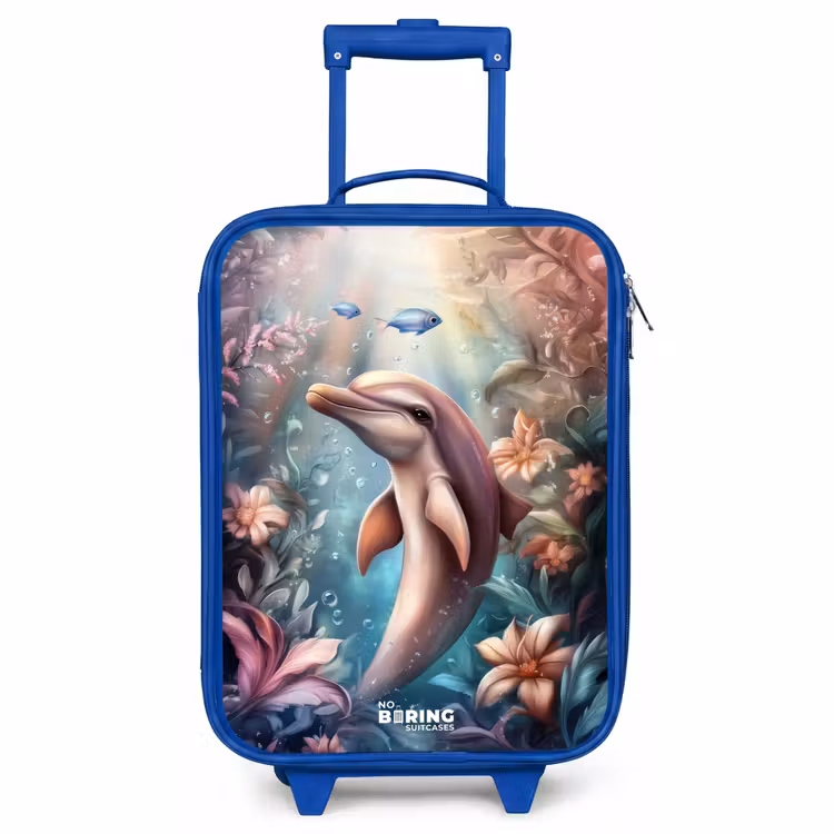 Kids’ Suitcase - Blue - Dolphin and fish in underwater flower world — 1