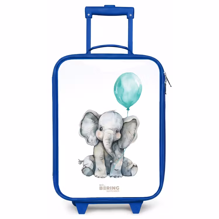Kids’ Suitcase - Blue - Elephant with blue balloon — 1