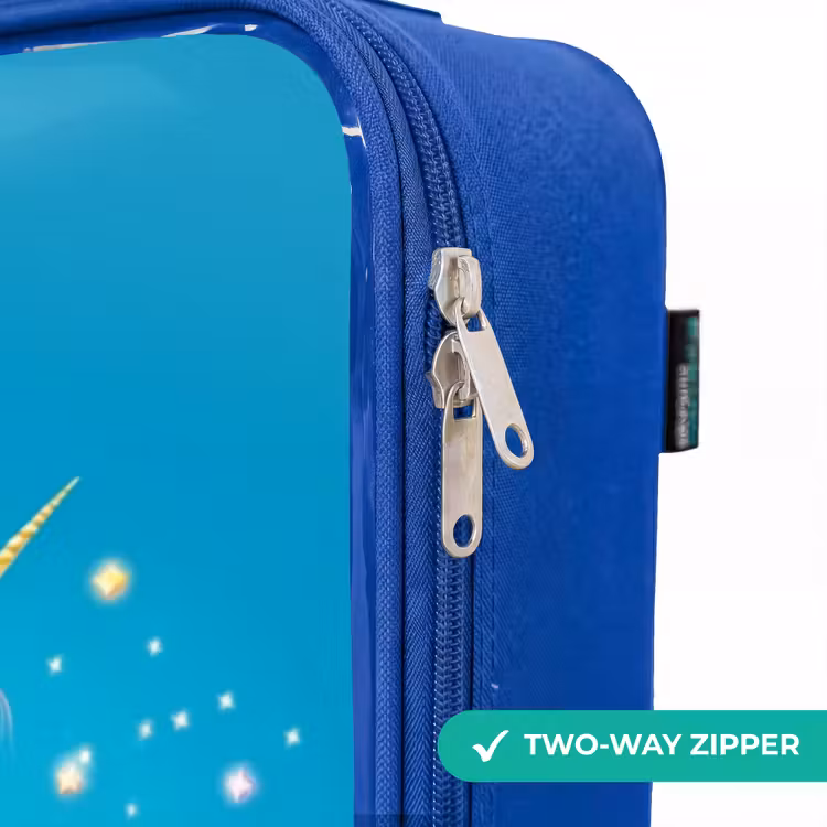 Kids’ Suitcase - Blue - Flying unicorn with golden wings above castle — 10