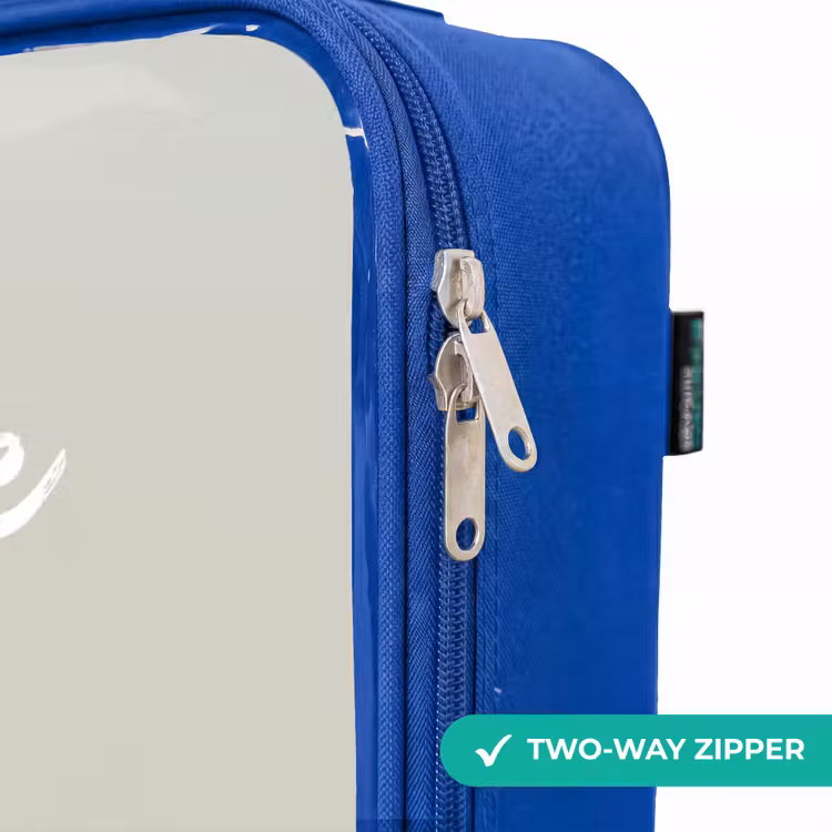 Kids’ Suitcase - Blue - Fox and rabbit surrounded by green leaves — 10
