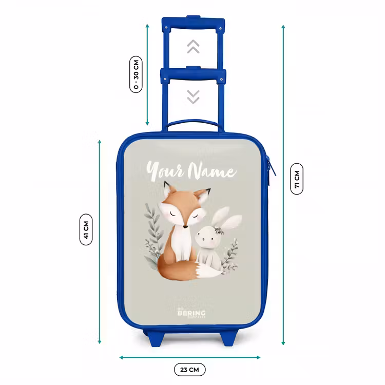 Kids’ Suitcase - Blue - Fox and rabbit surrounded by green leaves — 8