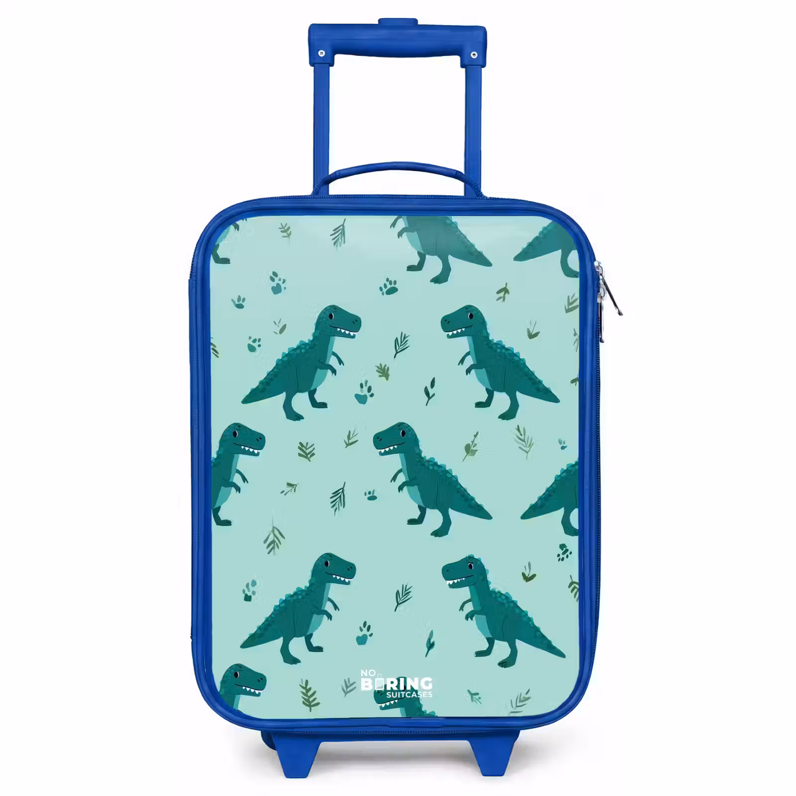 Kids’ Suitcase - Blue - Friendly T. rex between tracks — 1