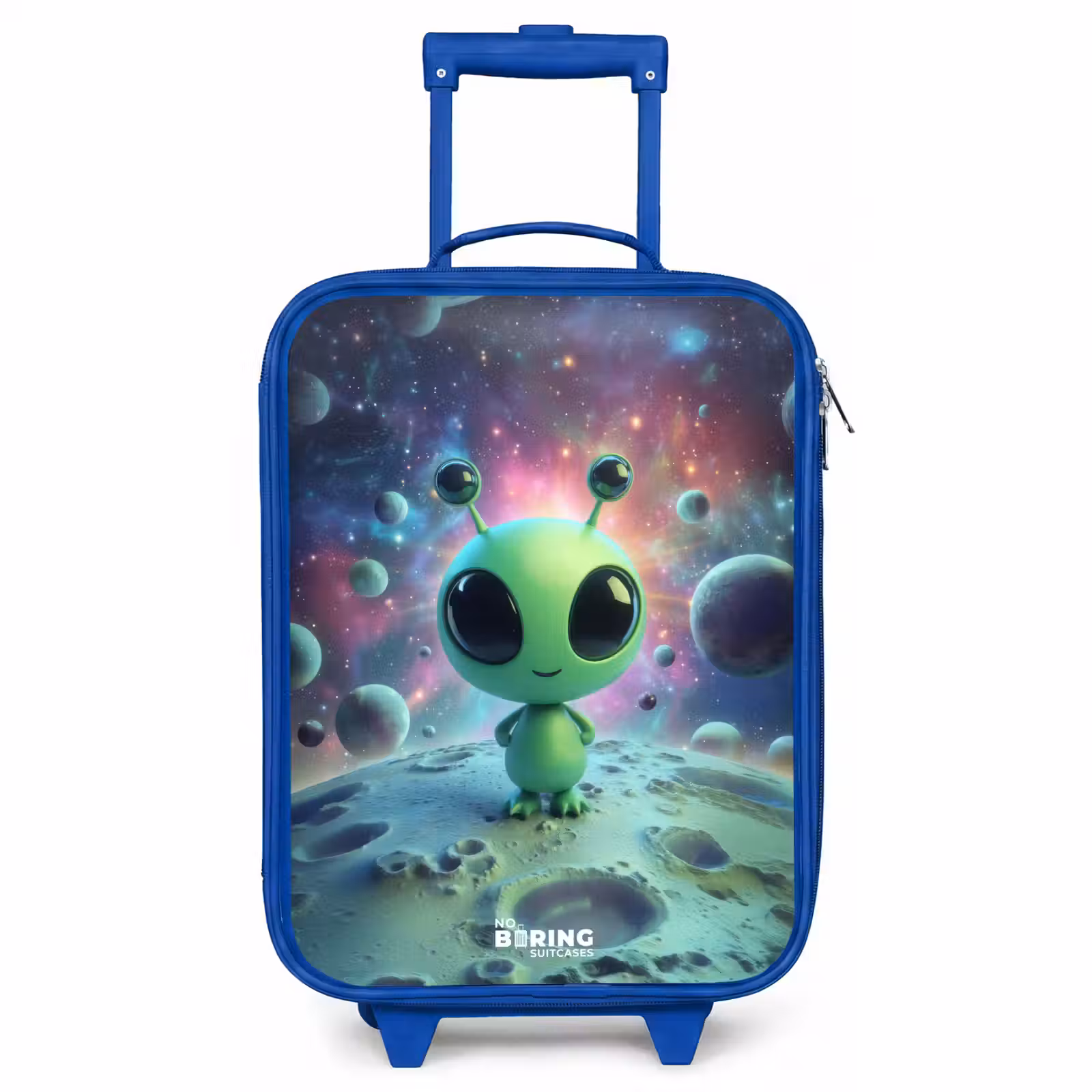 Kids’ Suitcase - Blue - Green alien creature on lunar landscape — 1