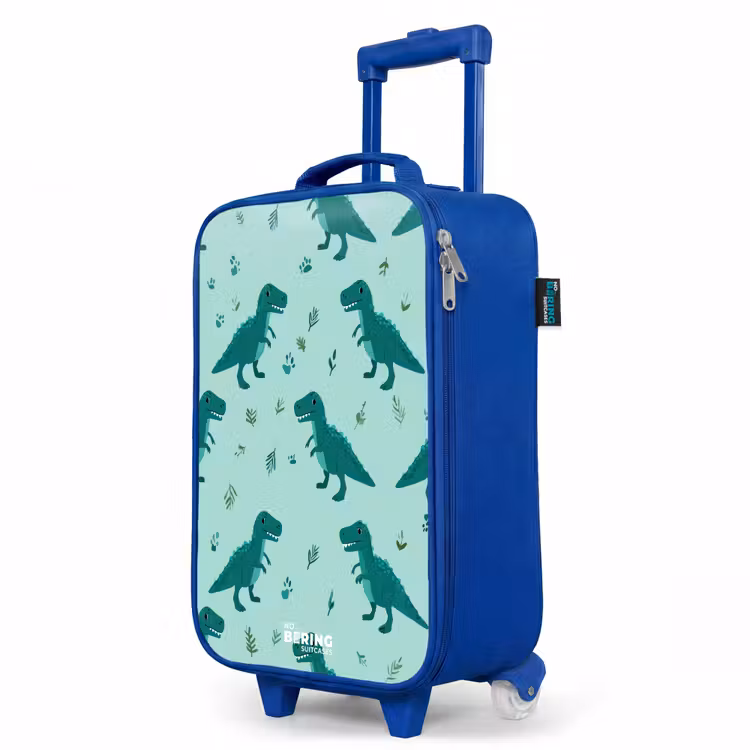 Kids’ Suitcase - Blue - Friendly T. rex between tracks — 3