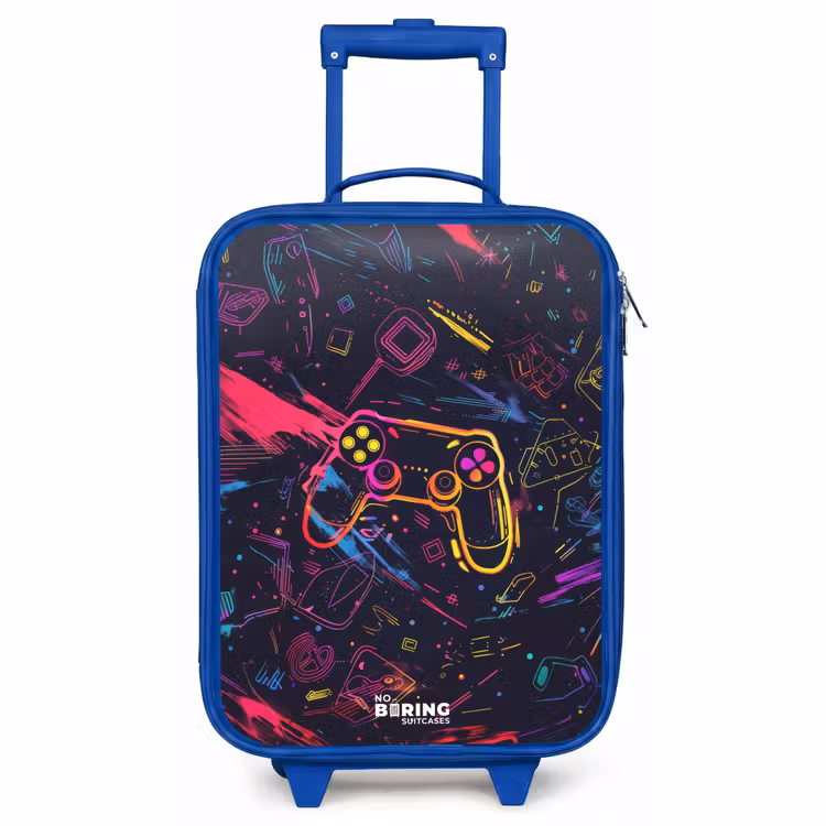 Kids’ Suitcase - Blue - Gamer world in neon style — 1