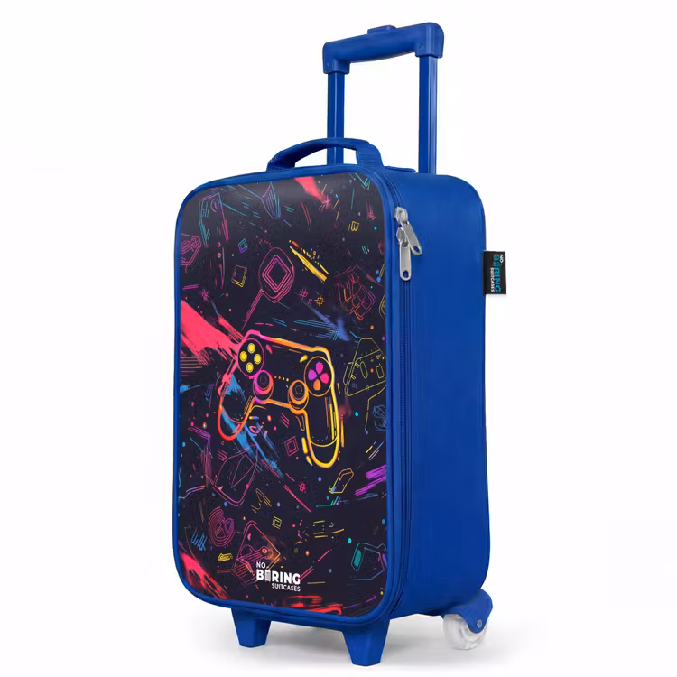 Kids’ Suitcase - Blue - Gamer world in neon style — 3