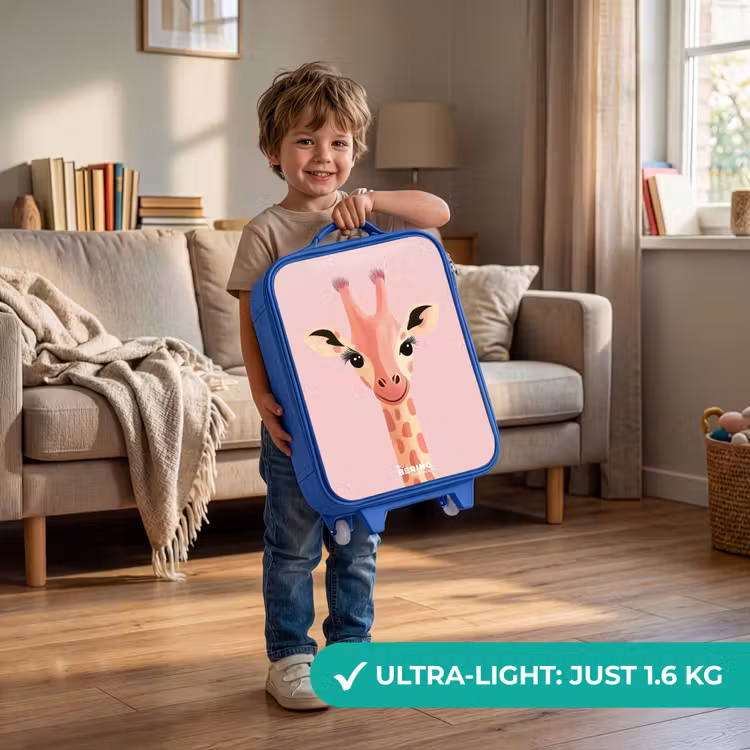 Kids’ Suitcase - Blue - Giraffe - Eyelashes - Minimalist - Pink — 4