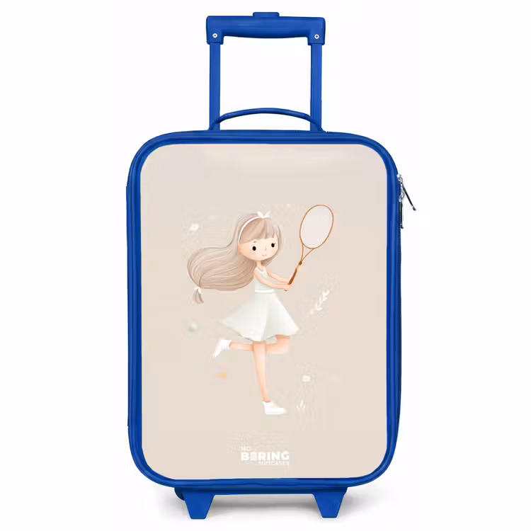 Kids’ Suitcase - Blue - Girl plays tennis in beige colors — 1