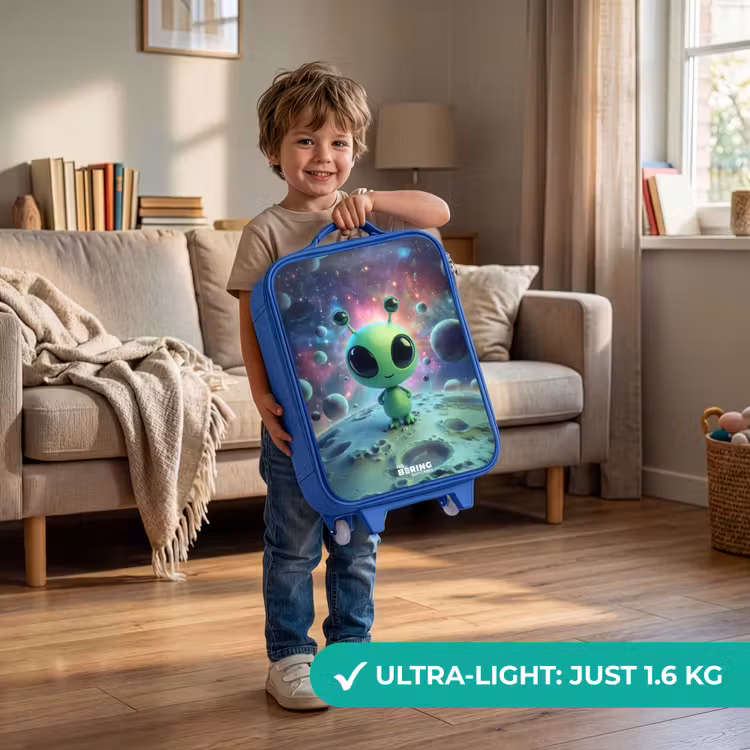 Kids’ Suitcase - Blue - Green alien creature on lunar landscape — 4