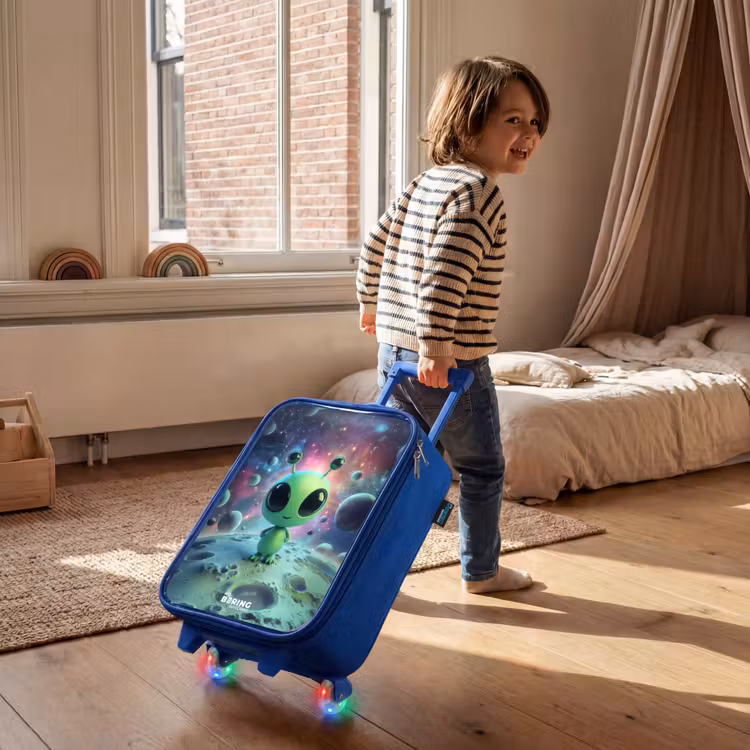 Kids’ Suitcase - Blue - Green alien creature on lunar landscape — 5