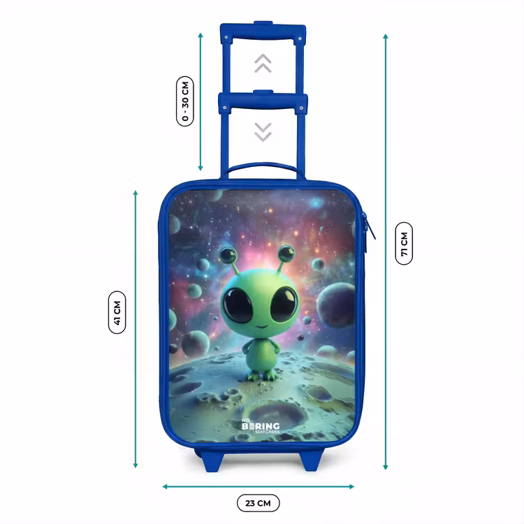 Kids’ Suitcase - Blue - Green alien creature on lunar landscape — 8