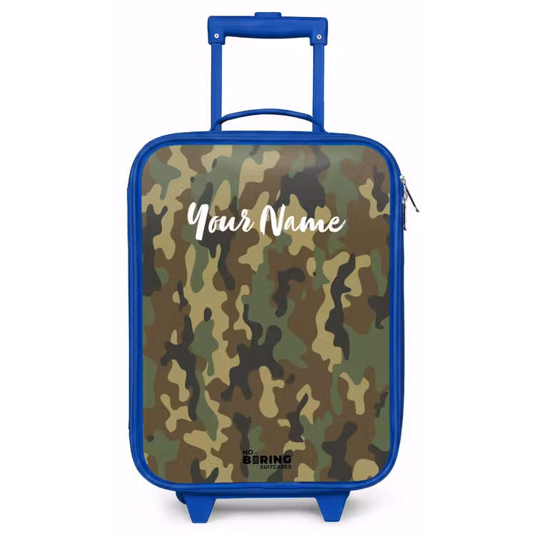 Kids’ Suitcase - Blue - Green camouflage with sand color — 2