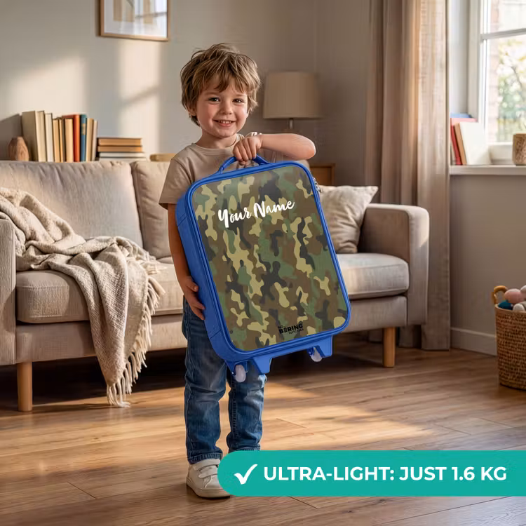 Kids’ Suitcase - Blue - Green camouflage with sand color — 4