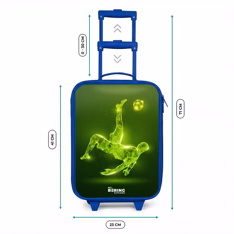 Kids’ Suitcase - Blue - Green neon embrace in action — 8