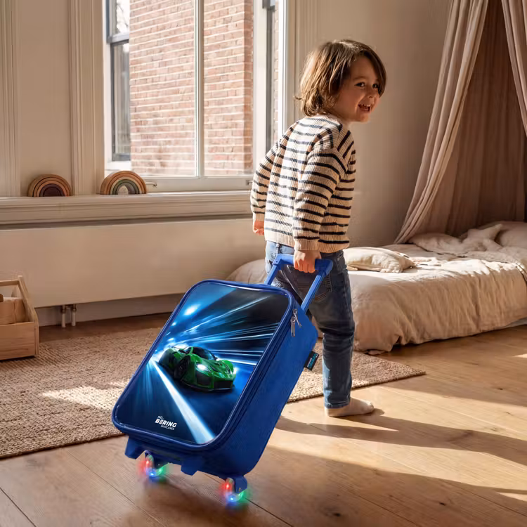 Kids’ Suitcase - Blue - Green supercar flashes through neon lights — 5
