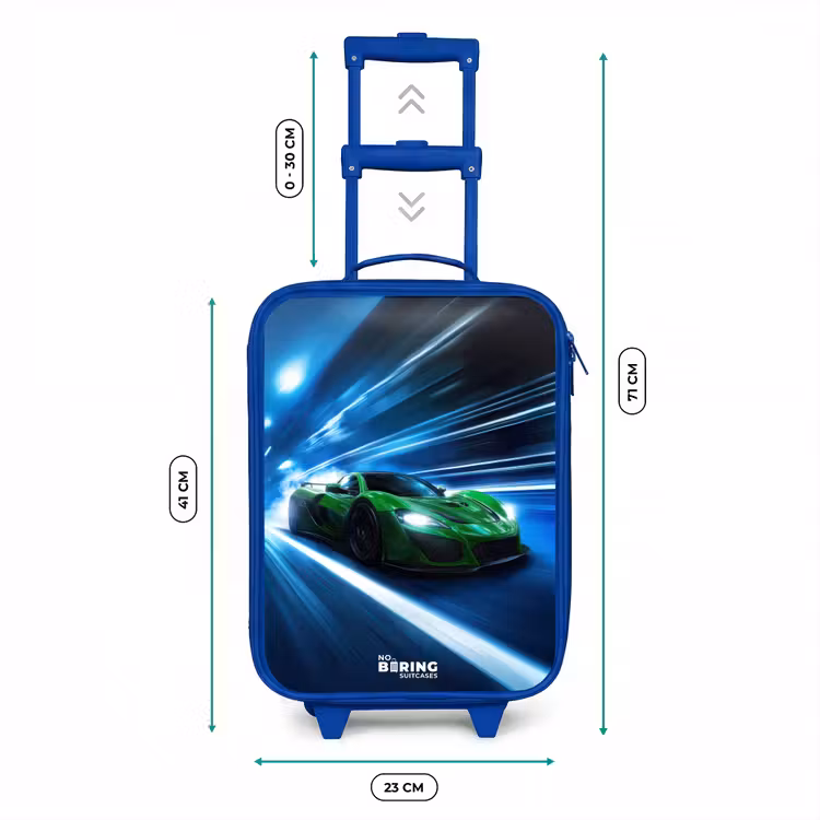 Kids’ Suitcase - Blue - Green supercar flashes through neon lights — 8
