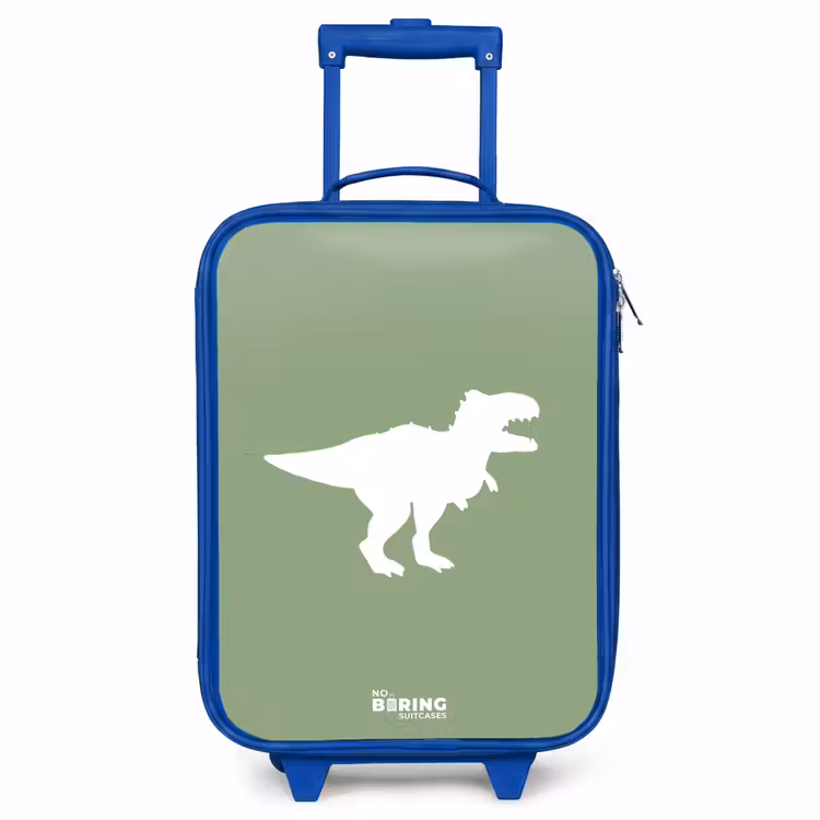Kids’ Suitcase - Blue - Green with T-rex dino — 1