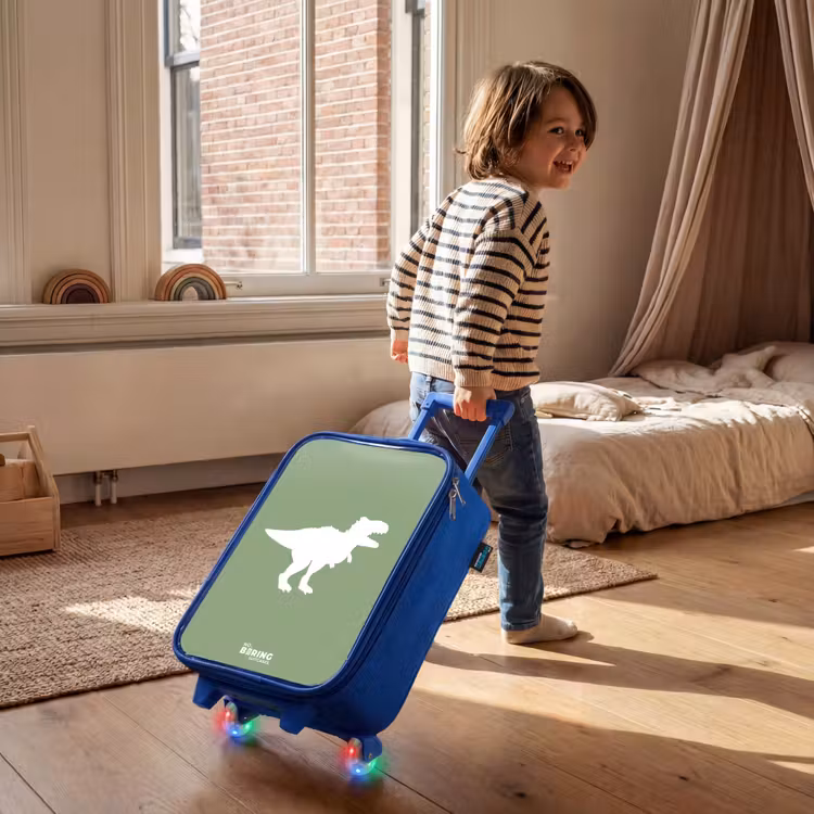 Kids’ Suitcase - Blue - Green with T-rex dino — 5