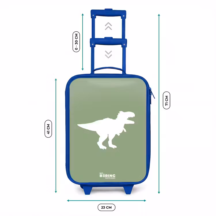 Kids’ Suitcase - Blue - Green with T-rex dino — 8
