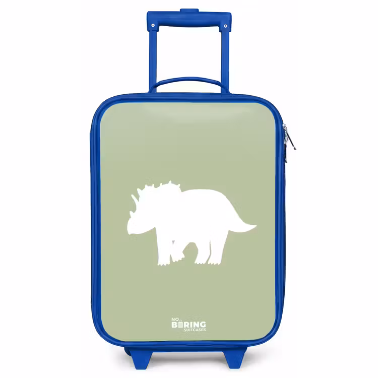 Kids’ Suitcase - Blue - Green with Triceratops dino — 2