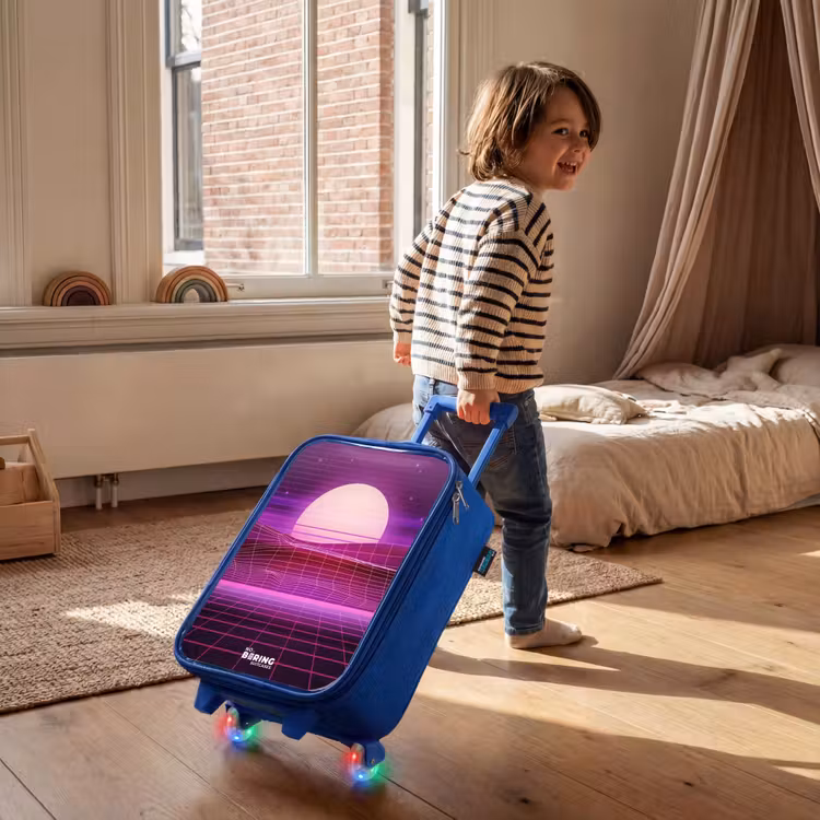 Kids’ Suitcase - Blue - Grid landscape with sun — 5