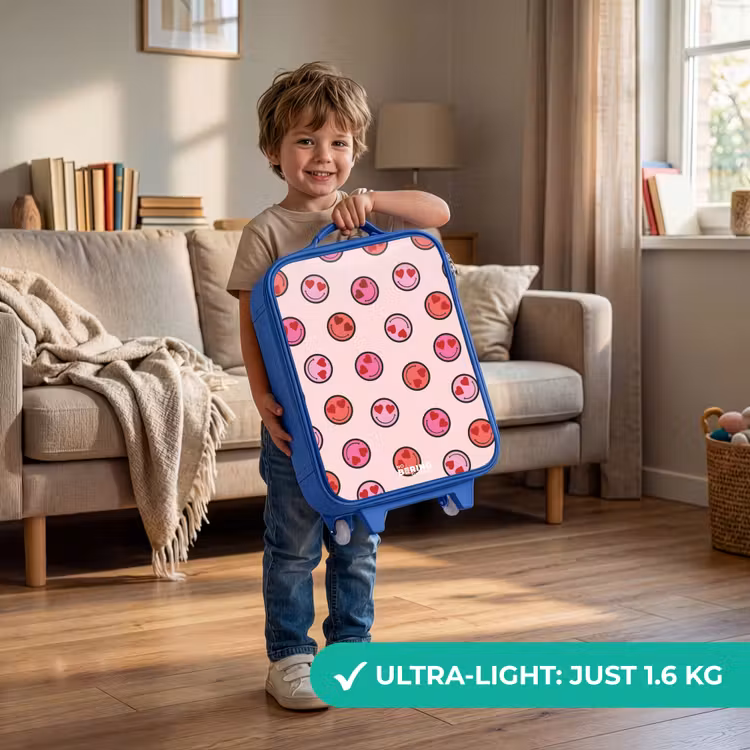 Kids’ Suitcase - Blue - Heart - Smiley - Pattern — 4