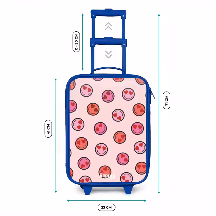 Kids’ Suitcase - Blue - Heart - Smiley - Pattern — 8