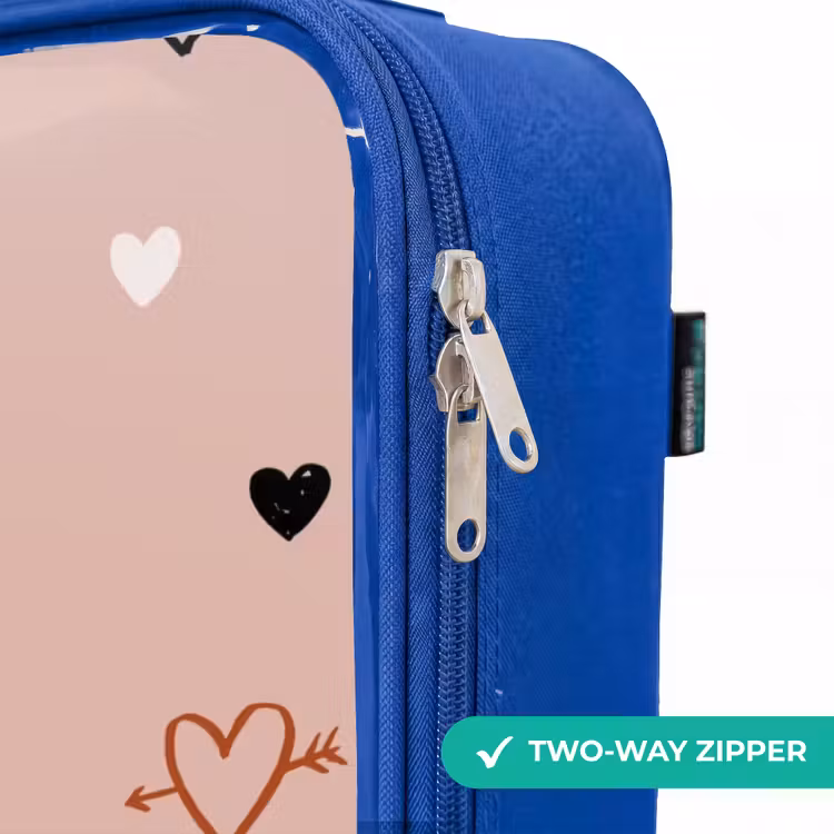 Kids’ Suitcase - Blue - Hearts with arrows in black, white and pink — 10