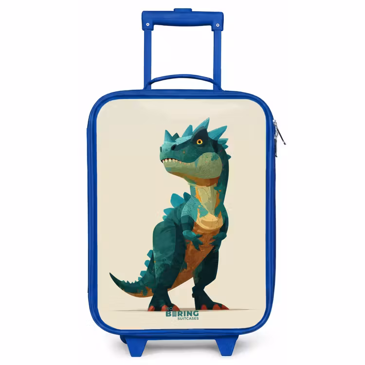 Kids’ Suitcase - Blue - Horned dino with sharp gaze — 1