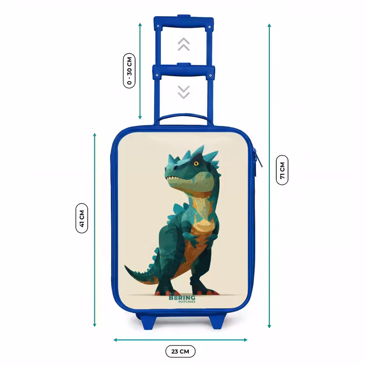 Kids’ Suitcase - Blue - Horned dino with sharp gaze — 8