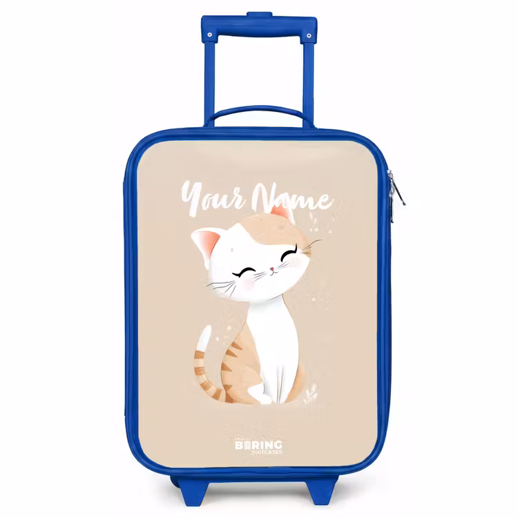 Kids’ Suitcase - Blue - Kitten in the colors beige and white — 1