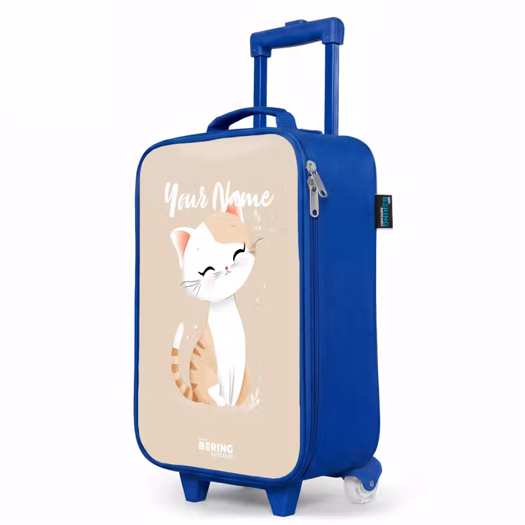Kids’ Suitcase - Blue - Kitten in the colors beige and white — 3