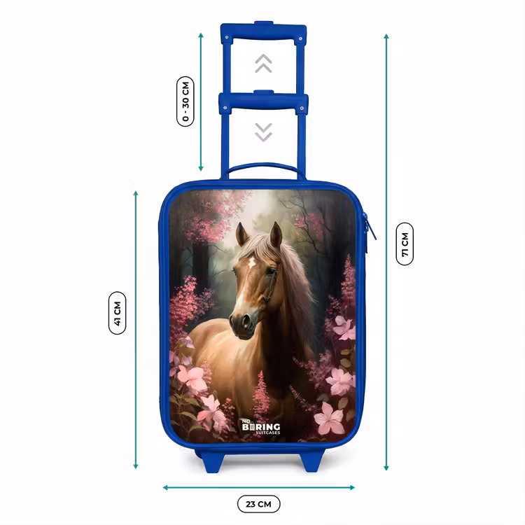 Kids’ Suitcase - Blue - Light brown horse among pink flowers — 8