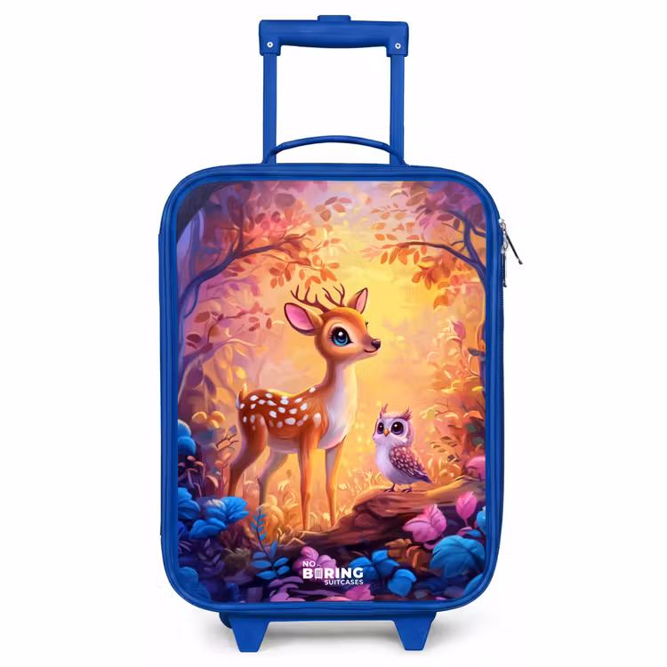 Kids’ Suitcase - Blue - Little deer and owl in a pink fairy tale forest — 1