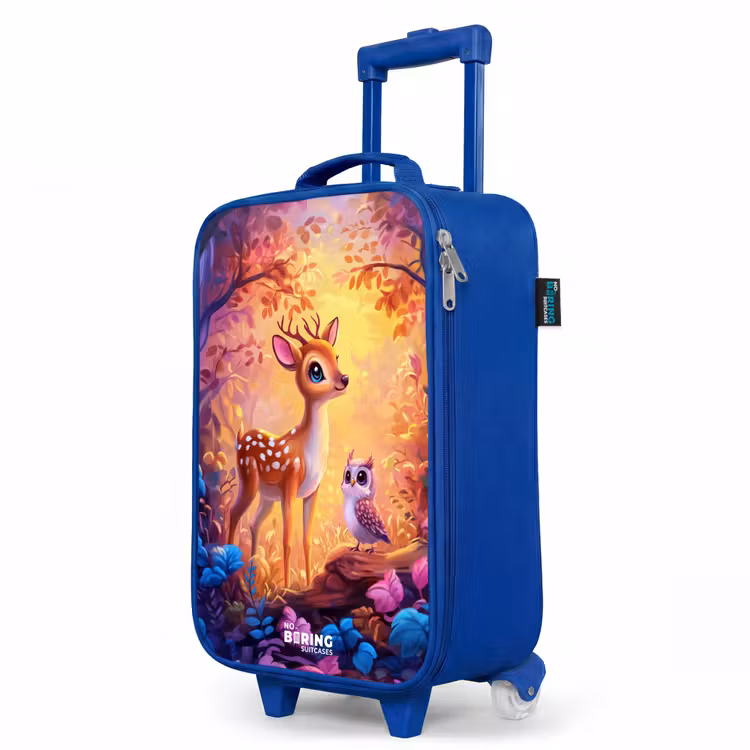 Kids’ Suitcase - Blue - Little deer and owl in a pink fairy tale forest — 3