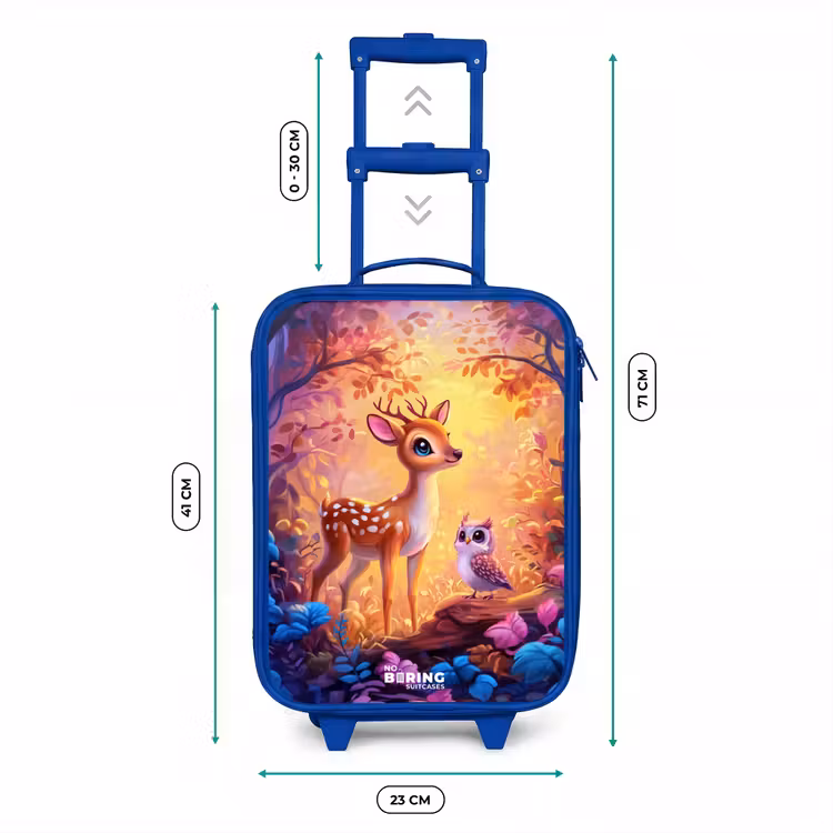 Kids’ Suitcase - Blue - Little deer and owl in a pink fairy tale forest — 8