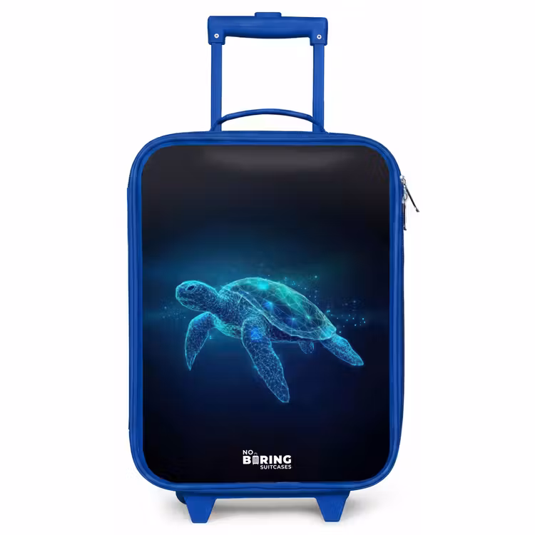 Kids’ Suitcase - Blue - Luminous turtle in digital ocean — 1