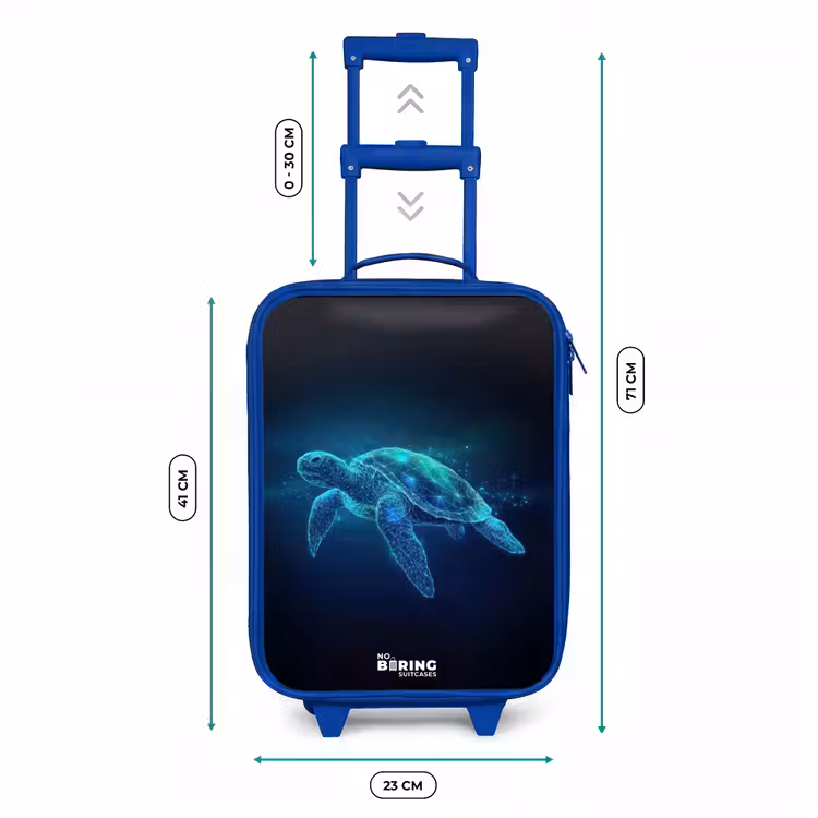 Kids’ Suitcase - Blue - Luminous turtle in digital ocean — 8