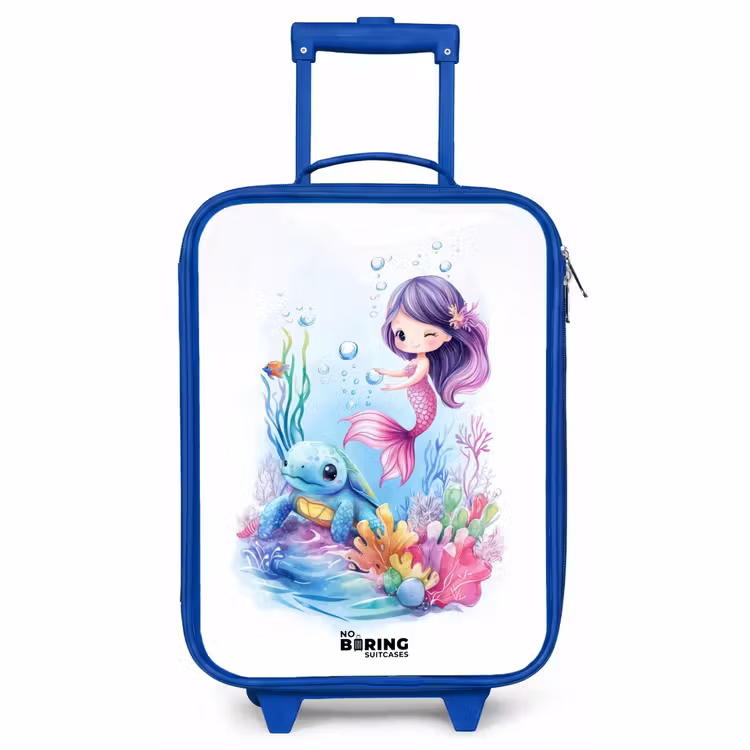 Kids’ Suitcase - Blue - Mermaid with blue turtle among coral — 1