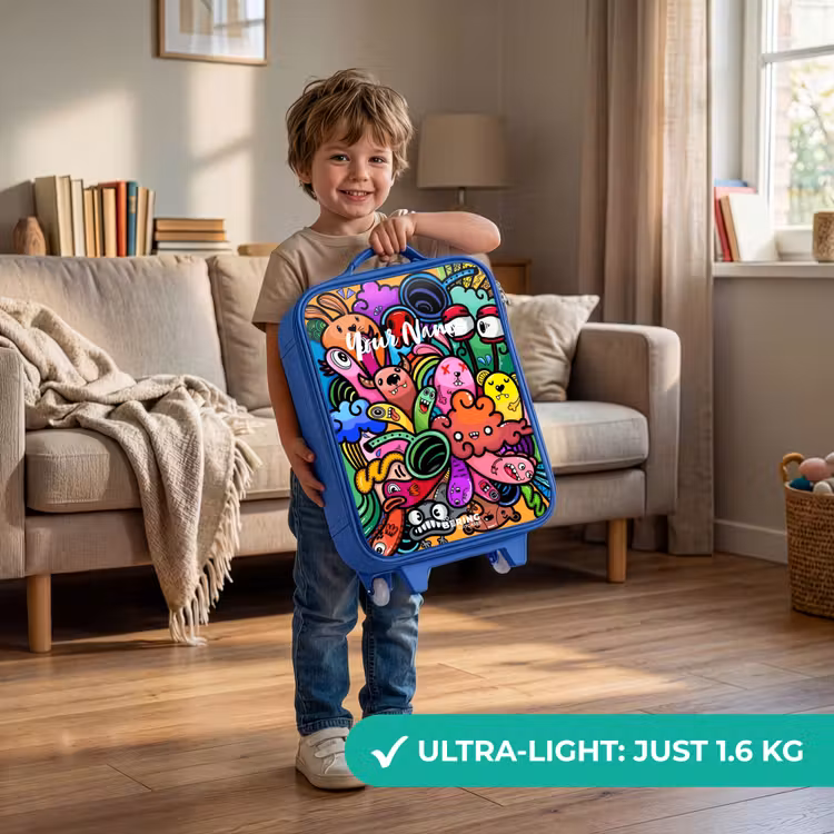 Kids’ Suitcase - Blue - Merry monster chaos — 4