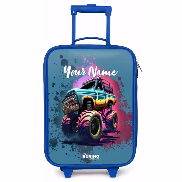 Kids’ Suitcase - Blue - Monster Wheels — 1