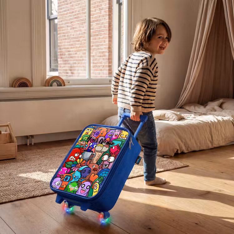 Kids’ Suitcase - Blue - Monsters, flowers and ice cream pattern — 5