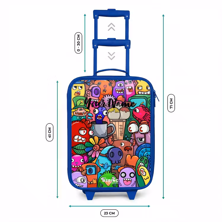 Kids’ Suitcase - Blue - Monsters, flowers and ice cream pattern — 8