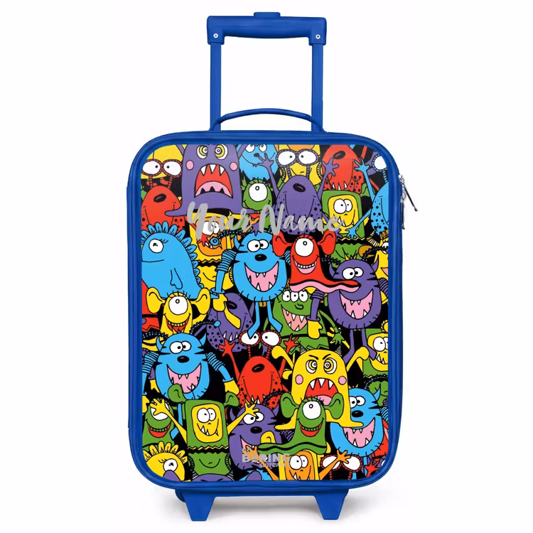 Kids’ Suitcase - Blue - Monsters with Bright Colors — 1
