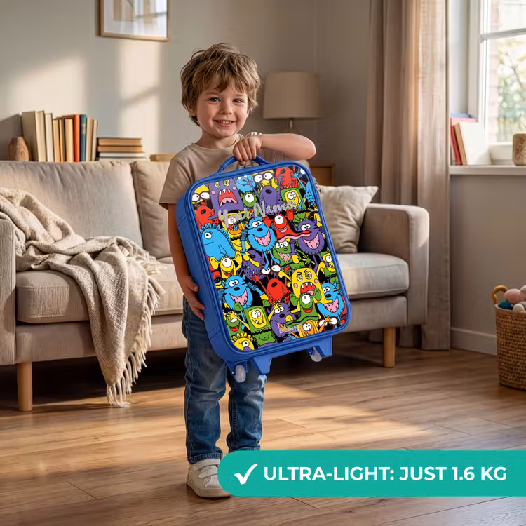 Kids’ Suitcase - Blue - Monsters with Bright Colors — 4