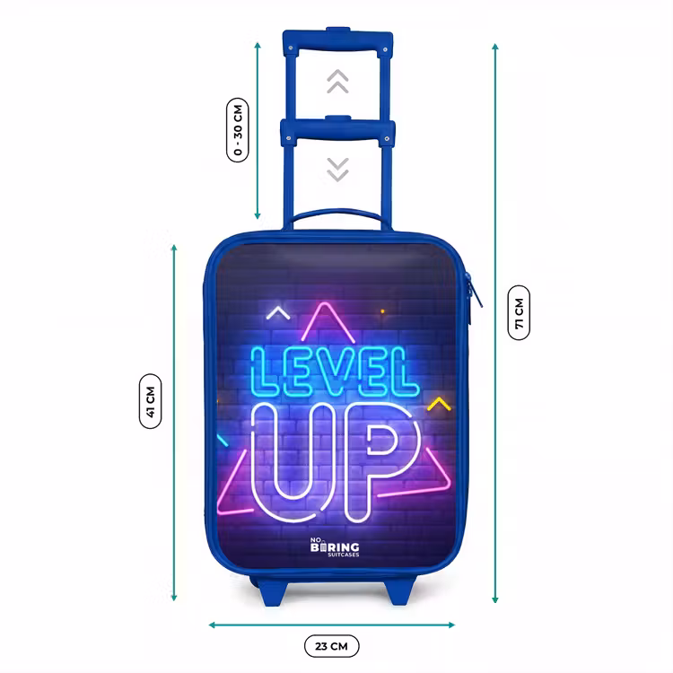 Kids’ Suitcase - Blue - Neon letters on a brick wall — 8