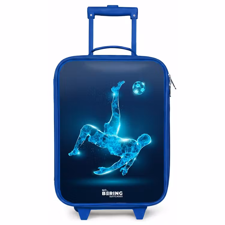 Kids’ Suitcase - Blue - Omake in blue neon soccer — 1