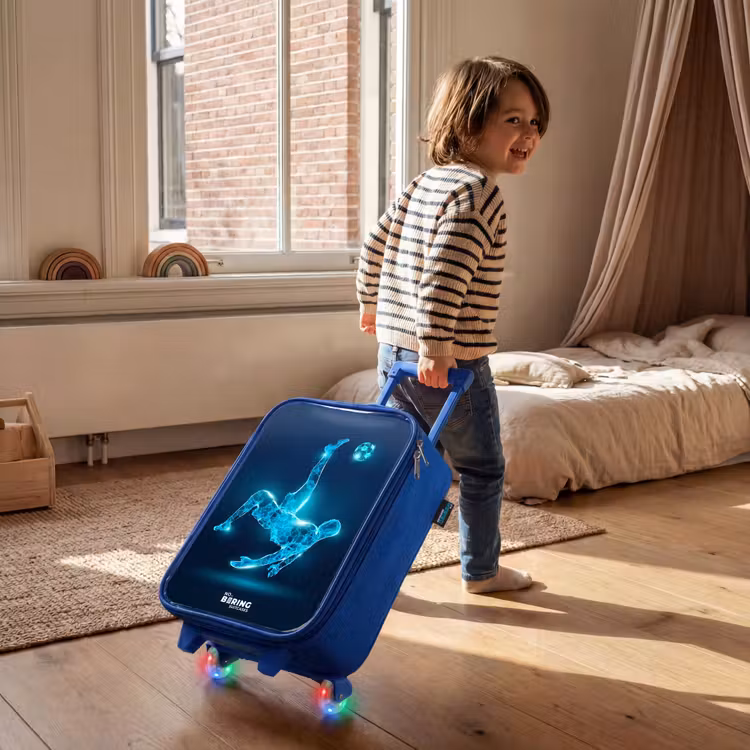 Kids’ Suitcase - Blue - Omake in blue neon soccer — 5