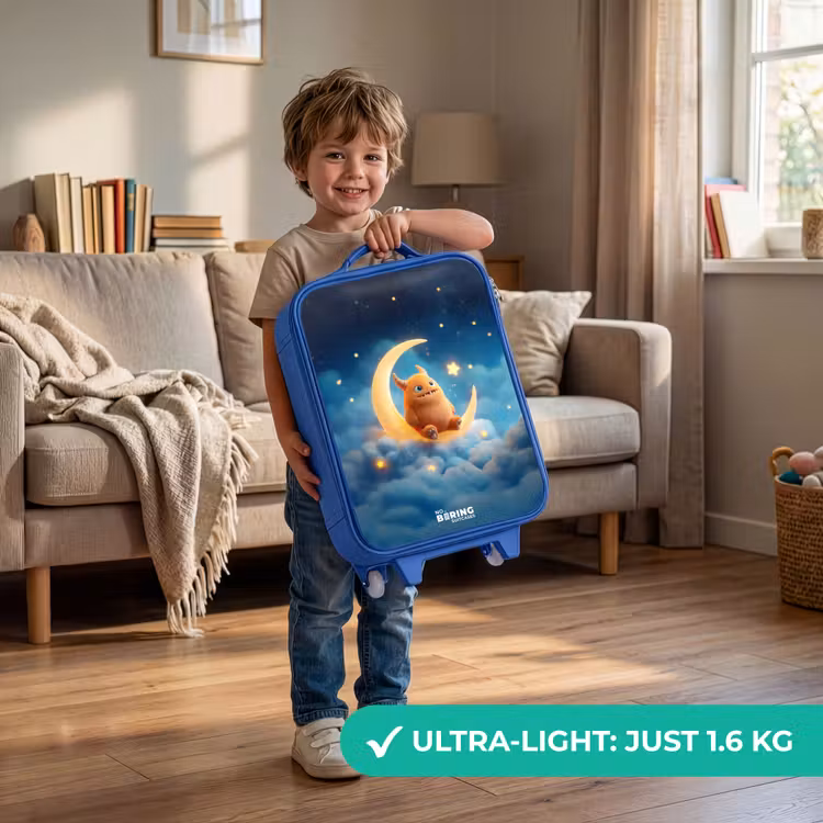 Kids’ Suitcase - Blue - Orange monster on crescent moon — 3